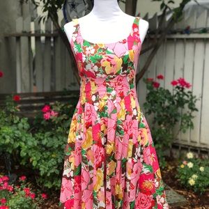 Talbots Pink Floral Princess Seamed Fit and Flare